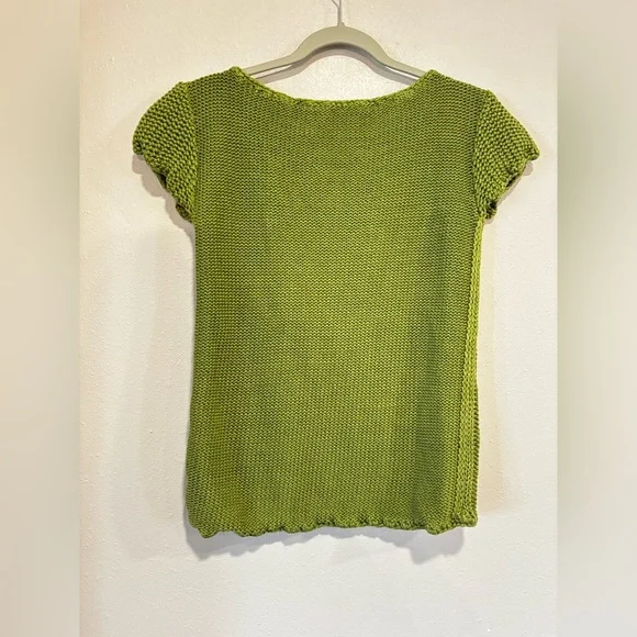Tory Burch Chunky Knit Short Sleeve Sweater | XS | Moss Green - Picture 8 of 9